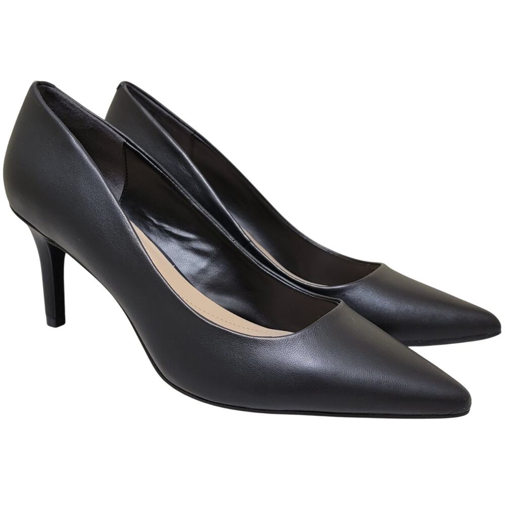On 34th Women Jeules Classic Stiletto Pump Heels Size US 9M Black Faux Leather